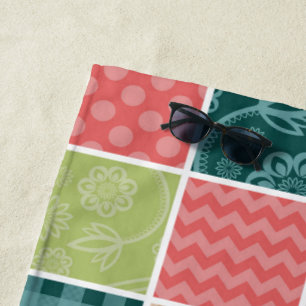 Toalha De Praia Zigzag, Chevron, Gingham, Bolinhas, Patchwork