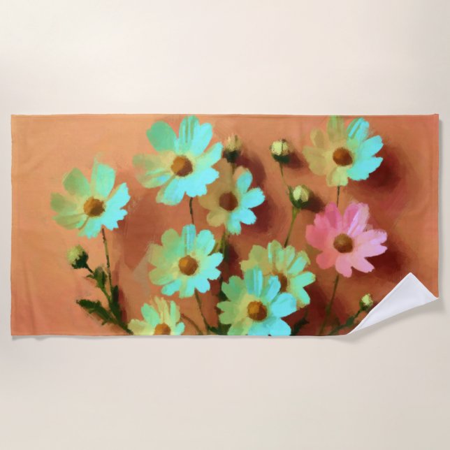 Toalha De Praia Zinnia Elegans Vibrant Botanical (Frente)