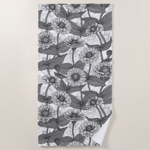 Toalha De Praia Zinnias, monocônimo de branco