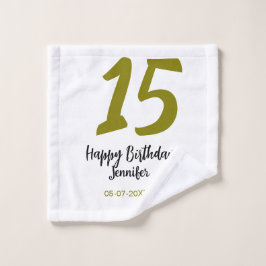 Toalha De Rosto 15 aniversário quiencenera adicionar data ano ouro