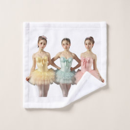 Toalha De Rosto 3 bailarinas en tonos suaves Toalla