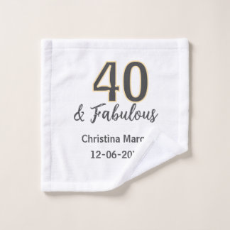 Toalha De Rosto 40 & fabulous gray yellow birthday calligraphy 