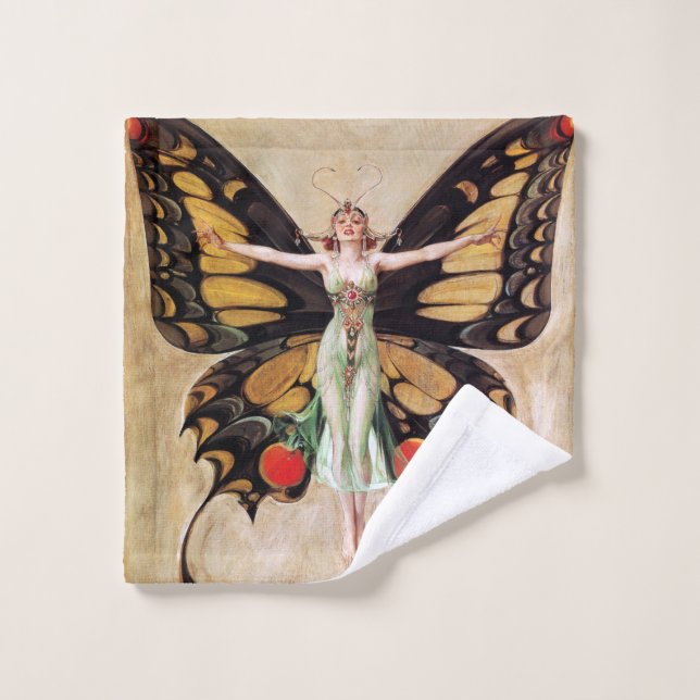 Toalha De Rosto A Metamorfose da Garota Flapper em Borboleta 1922 (Pano de lavar)