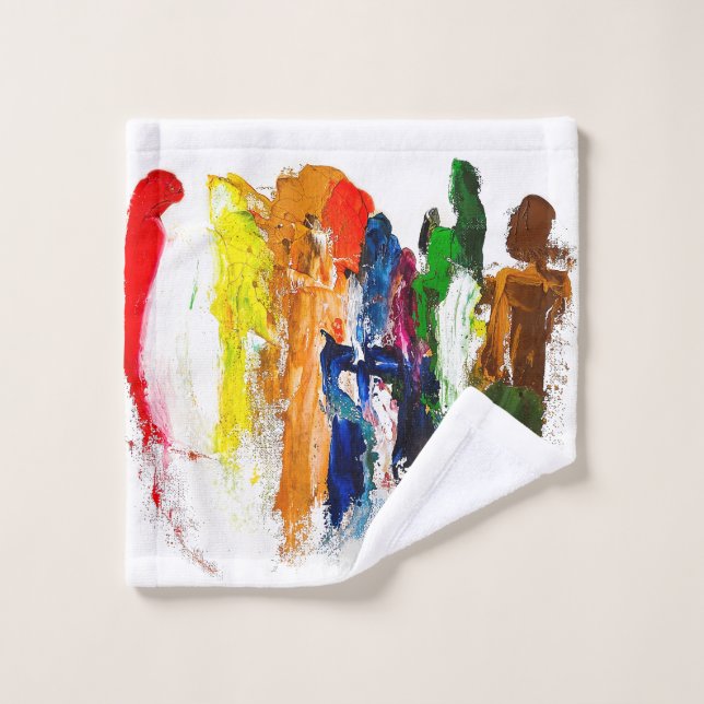 Toalha De Rosto Abstrato Expressão de figuras humanas em movimento (Pano de lavar)
