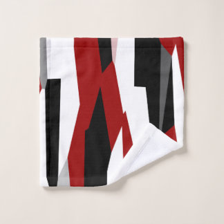 Toalha De Rosto Abstrato preto e branco vermelho