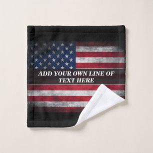 Toalha De Rosto Adicione seu texto na bandeira americana