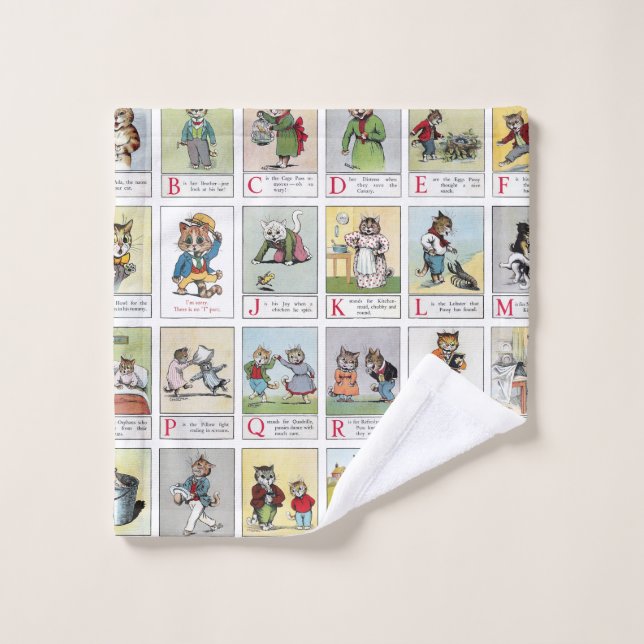 Toalha De Rosto Alfabeta de Gato, Louis Wain (Pano de lavar)