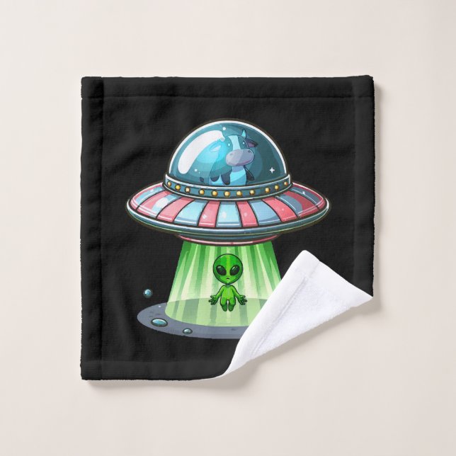 Toalha De Rosto Alienígena Abduzindo Vaca (Pano de lavar)