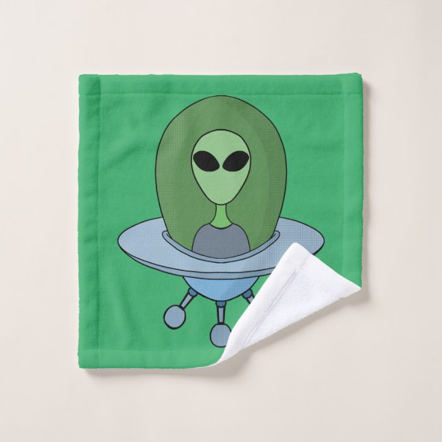 Toalha De Rosto Alienígena em sua nave espacial (Pano de lavar)