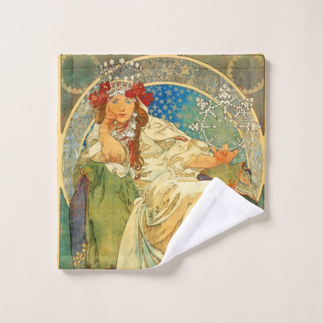 Toalha De Rosto Alphonse Mucha Art Nouveau Princess Hyacinth (Pano de lavar)