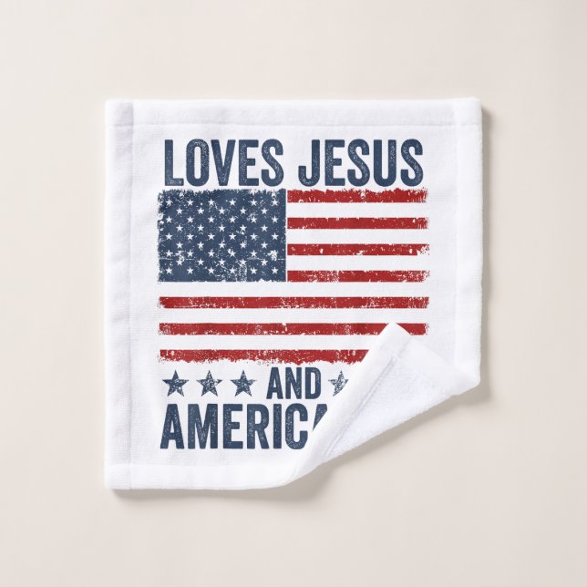 Toalha De Rosto Ama Jesus e América a Deus, cristão 4º de J (Pano de lavar)