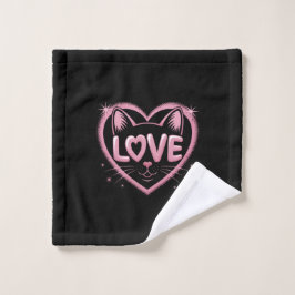 Toalha De Rosto Amor de Gato Brilhante