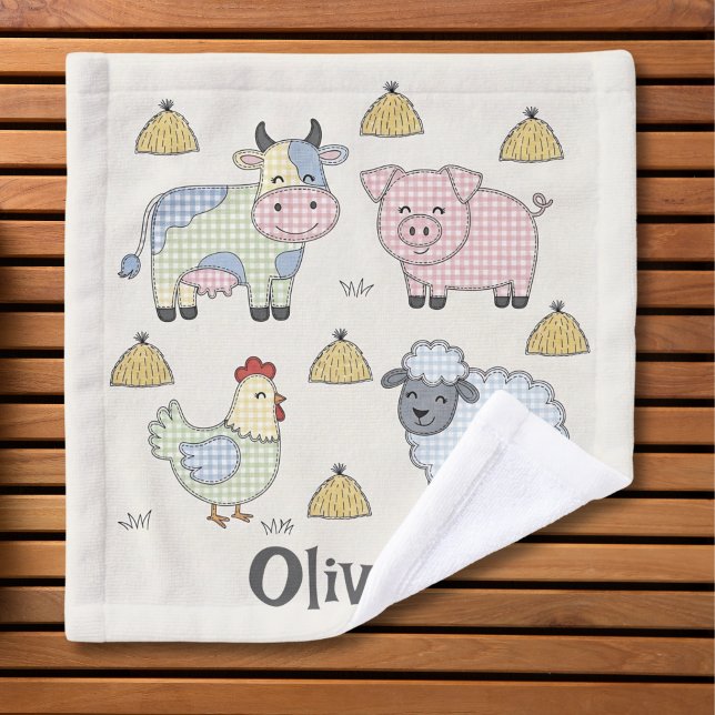 Toalha De Rosto Animais de Fazenda em Patchwork Fofo (Criador carregado)