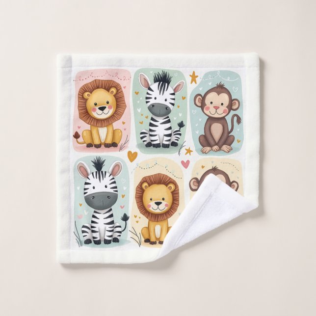 Toalha De Rosto Animais Safari Whimsic (Pano de lavar)