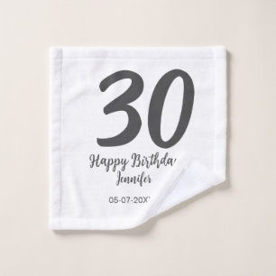 Toalha De Rosto aniversário de 30 anos adicionar nome data ano ano