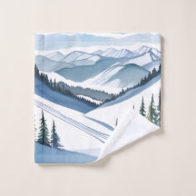 Aquarela de Montanha de Esqui
