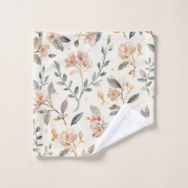 Toalha De Rosto Aquarela Floral Botânica Folhas Bege Pintado