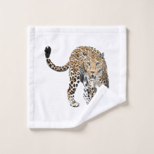 Toalha De Rosto aquarela leopardo gato da selva animal pintado ver