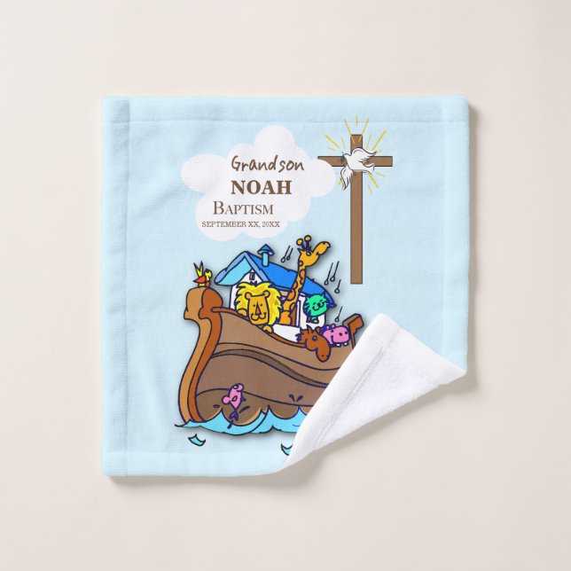 Toalha De Rosto Arca personalizada do neto Baptism Noah (Pano de lavar)