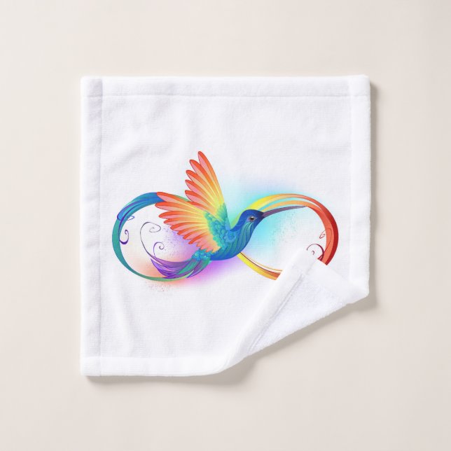 Toalha De Rosto Arco-íris Hummingbird com símbolo Infinito (Pano de lavar)