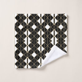 Toalha De Rosto Art Deco Black and Gold Geometric luxury