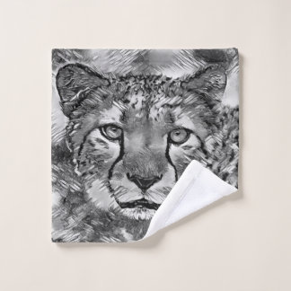 Toalha De Rosto Arte Animal BW Cheetah| Amantes Funny Cheetah