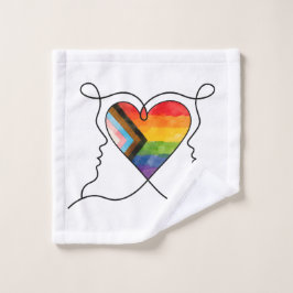 Toalha De Rosto Arte de Linha Coração Progress Pride