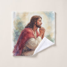 Arte em Aquarela de Jesus Orando | Fé Cristã