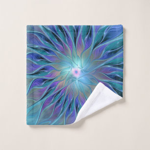 Toalha De Rosto Arte Fractal Abstrato de Sonho Roxo Azul