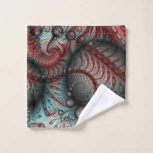 Toalha De Rosto Arte fractal de fantasia vívida abstrata marrom az