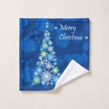 Árvore de Natal feita de flocos de neve.