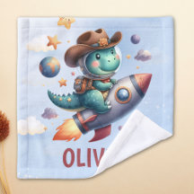 Astronauta Cowboy Dinossauro Fofo Pilotando Foguet