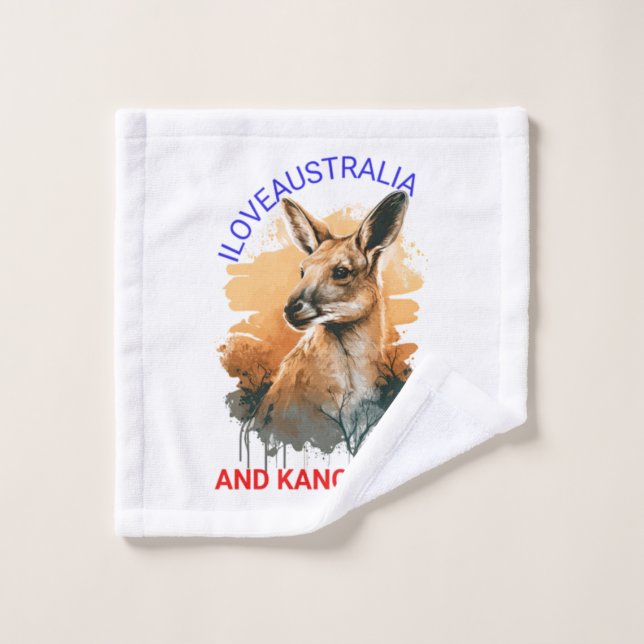 Toalha De Rosto Austrália e Cangurus (Pano de lavar)