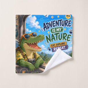 Toalha De Rosto Aventura é Minha Natureza – Crocodilo Feliz
