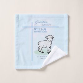 Toalha De Rosto Avô Baptism Blue Lamb Personalizado
