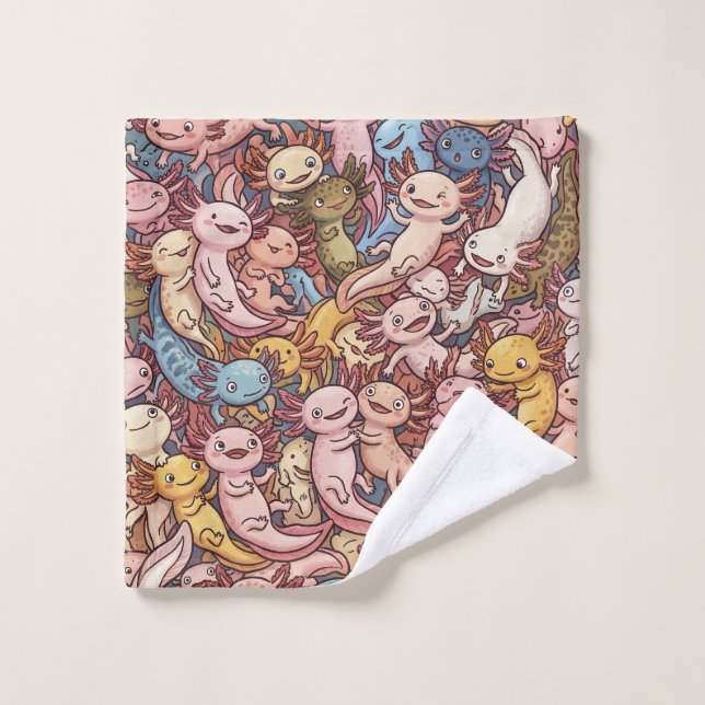 Toalha De Rosto Axolotl Cuddle Crowd – Whimsical Smiles Everywhere (Pano de lavar)