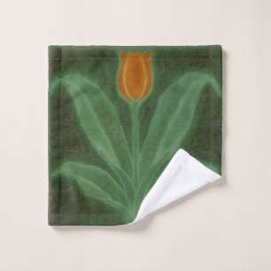 Toalha De Rosto Azulejo Nouveau de Arte Verde Amarelo Repro