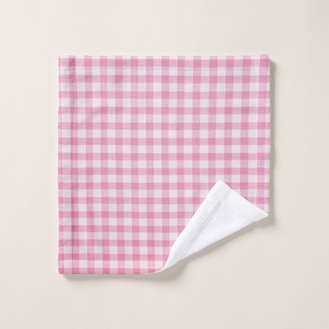 Toalha De Rosto Baby Pink Gingham (Pano de lavar)