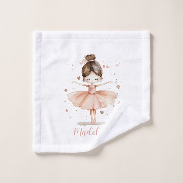 Toalha De Rosto Ballerina Personalizado Name Girly (Pano de lavar)
