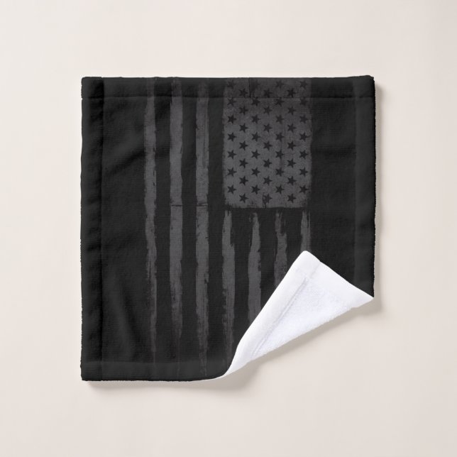 Toalha De Rosto Bandeira americana preta (Pano de lavar)