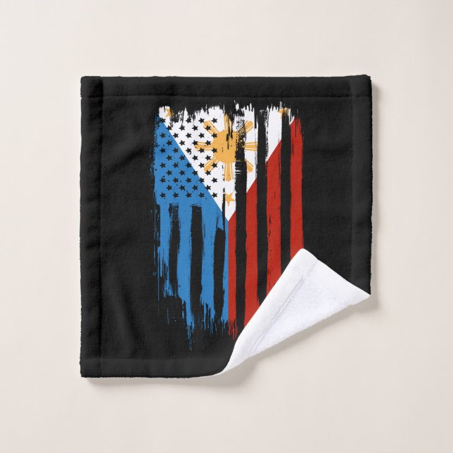 Toalha De Rosto Bandeira Metade Americana das Filipinas (Pano de lavar)
