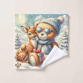 Toalha De Rosto Bärchen Rehkitz Weihnachten Christmas