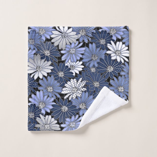 Toalha De Rosto Blue and white daisy pattern (Pano de lavar)