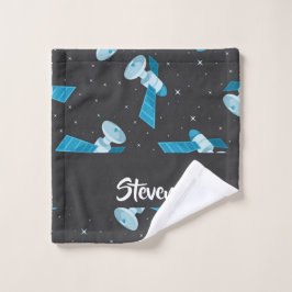 Toalha De Rosto Blue space satellite pattern