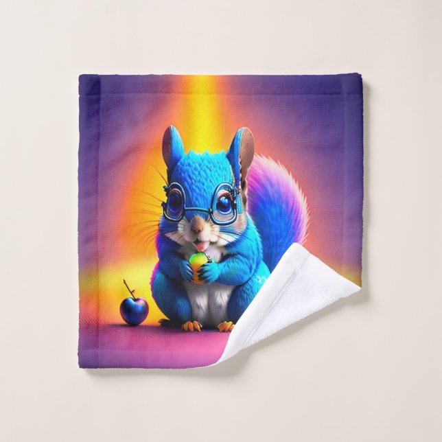 Toalha De Rosto Blue Squirrel Eating A Fruit-79577 (Pano de lavar)