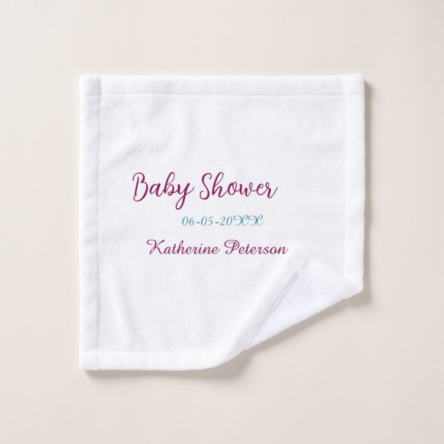 Toalha De Rosto Blue yellow baby shower name date animal ear cute  (Pano de lavar)