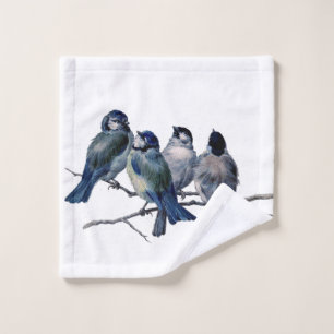Toalha De Rosto Bluebirds do vintage em um Washcloth do branco do