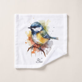 Toalha De Rosto Bluetit bonito em uma ramificação, personalizado