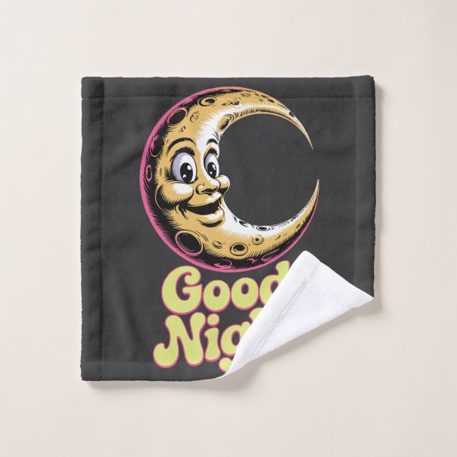 Toalha De Rosto Boa Noite, Retro Moon (Pano de lavar)
