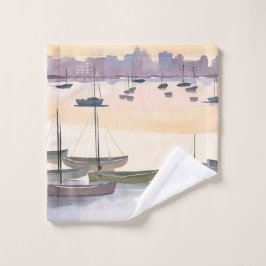 Toalha De Rosto Boat Marina | Watercolor Ocean Bay